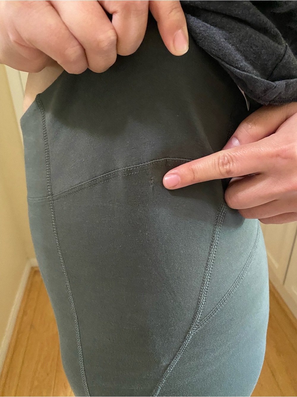 New W/ Imperfections Pact Sz L Green Organic Cotton 7/8 Leggings Back Pocket - Picture 5 of 10